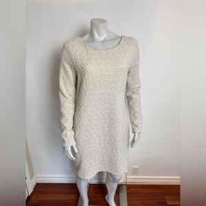 J-LO - Swiss Dot Textured Long Sleeve, Scoop-Back Dress. Large